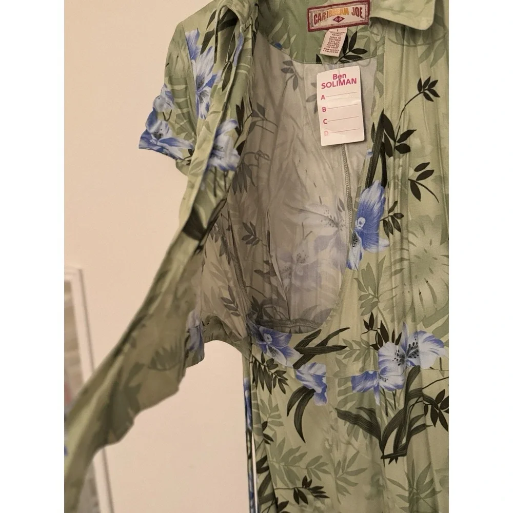 Caribbean Joe Green And Blue Floral Maxi Dress Size L